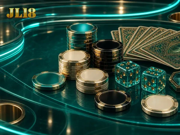 The JL18 category bar, letting you switch between slots, table games, live dealer rooms, fishing games, and sports in one tap.